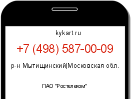 Информация о номере телефона +7 (498) 587-00-09: регион, оператор