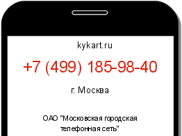 Информация о номере телефона +7 (499) 185-98-40: регион, оператор