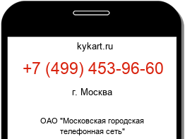 Информация о номере телефона +7 (499) 453-96-60: регион, оператор