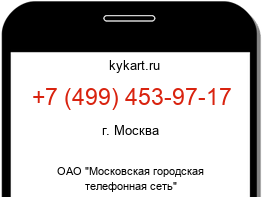 Информация о номере телефона +7 (499) 453-97-17: регион, оператор