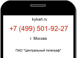 Информация о номере телефона +7 (499) 501-92-27: регион, оператор