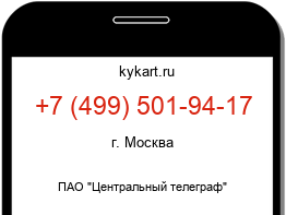 Информация о номере телефона +7 (499) 501-94-17: регион, оператор