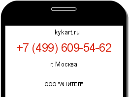 Информация о номере телефона +7 (499) 609-54-62: регион, оператор