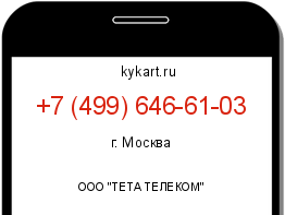 Информация о номере телефона +7 (499) 646-61-03: регион, оператор