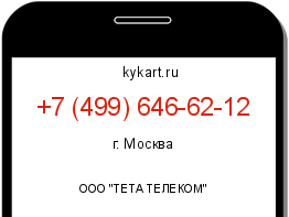 Информация о номере телефона +7 (499) 646-62-12: регион, оператор