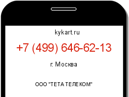 Информация о номере телефона +7 (499) 646-62-13: регион, оператор
