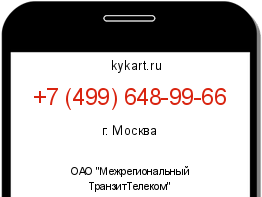 Информация о номере телефона +7 (499) 648-99-66: регион, оператор
