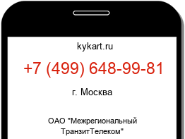Информация о номере телефона +7 (499) 648-99-81: регион, оператор
