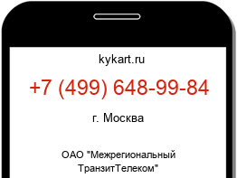 Информация о номере телефона +7 (499) 648-99-84: регион, оператор