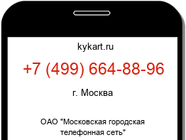 Информация о номере телефона +7 (499) 664-88-96: регион, оператор