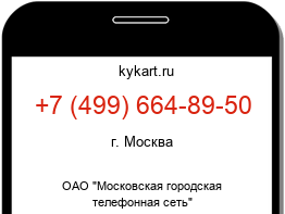 Информация о номере телефона +7 (499) 664-89-50: регион, оператор