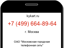 Информация о номере телефона +7 (499) 664-89-64: регион, оператор