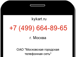 Информация о номере телефона +7 (499) 664-89-65: регион, оператор