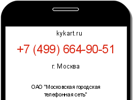 Информация о номере телефона +7 (499) 664-90-51: регион, оператор