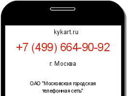 Информация о номере телефона +7 (499) 664-90-92: регион, оператор