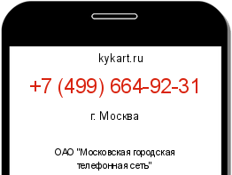 Информация о номере телефона +7 (499) 664-92-31: регион, оператор