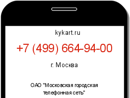 Информация о номере телефона +7 (499) 664-94-00: регион, оператор