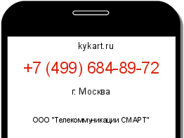 Информация о номере телефона +7 (499) 684-89-72: регион, оператор