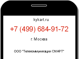 Информация о номере телефона +7 (499) 684-91-72: регион, оператор