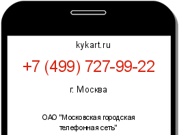 Информация о номере телефона +7 (499) 727-99-22: регион, оператор