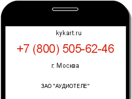 Информация о номере телефона +7 (800) 505-62-46: регион, оператор