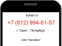 Информация о номере телефона +7 (812) 994-61-57: регион, оператор
