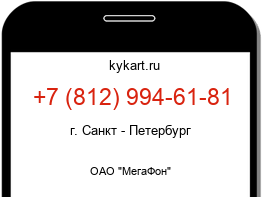 Информация о номере телефона +7 (812) 994-61-81: регион, оператор