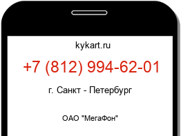 Информация о номере телефона +7 (812) 994-62-01: регион, оператор