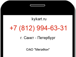 Информация о номере телефона +7 (812) 994-63-31: регион, оператор