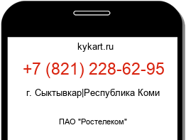 Информация о номере телефона +7 (821) 228-62-95: регион, оператор