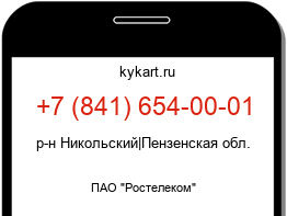 Информация о номере телефона +7 (841) 654-00-01: регион, оператор