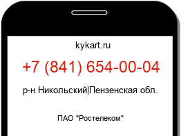 Информация о номере телефона +7 (841) 654-00-04: регион, оператор