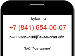 Информация о номере телефона +7 (841) 654-00-07: регион, оператор