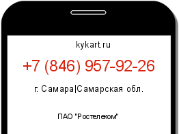 Информация о номере телефона +7 (846) 957-92-26: регион, оператор