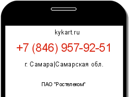 Информация о номере телефона +7 (846) 957-92-51: регион, оператор
