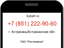 Информация о номере телефона +7 (851) 222-90-60: регион, оператор