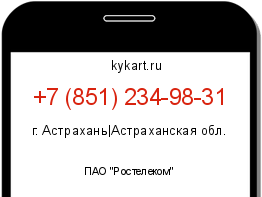 Информация о номере телефона +7 (851) 234-98-31: регион, оператор