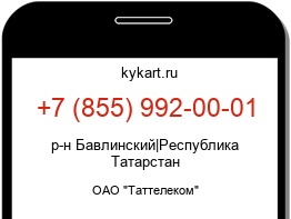 Информация о номере телефона +7 (855) 992-00-01: регион, оператор