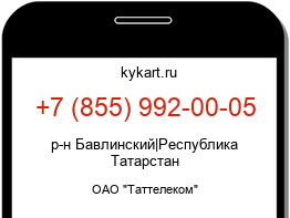 Информация о номере телефона +7 (855) 992-00-05: регион, оператор
