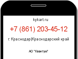 Информация о номере телефона +7 (861) 203-45-12: регион, оператор