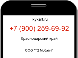 Информация о номере телефона +7 (900) 259-69-92: регион, оператор