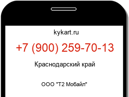 Информация о номере телефона +7 (900) 259-70-13: регион, оператор