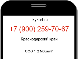 Информация о номере телефона +7 (900) 259-70-67: регион, оператор