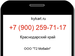 Информация о номере телефона +7 (900) 259-71-17: регион, оператор