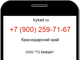 Информация о номере телефона +7 (900) 259-71-67: регион, оператор