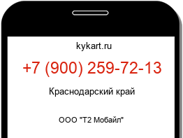 Информация о номере телефона +7 (900) 259-72-13: регион, оператор