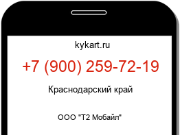 Информация о номере телефона +7 (900) 259-72-19: регион, оператор