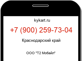 Информация о номере телефона +7 (900) 259-73-04: регион, оператор