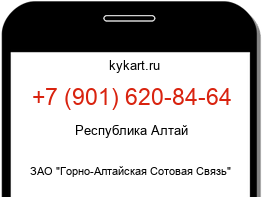 Информация о номере телефона +7 (901) 620-84-64: регион, оператор