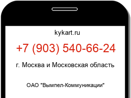Информация о номере телефона +7 (903) 540-66-24: регион, оператор